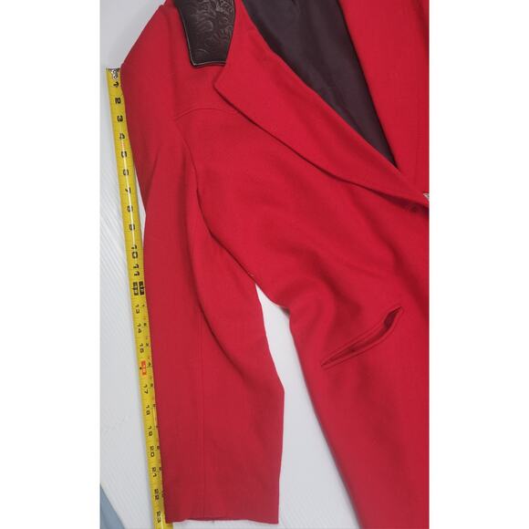 Vintage Pioneer Wear Womens‎ Large Red Duster Overcoat Western Wool Blend 22512 - Picture 10 of 13